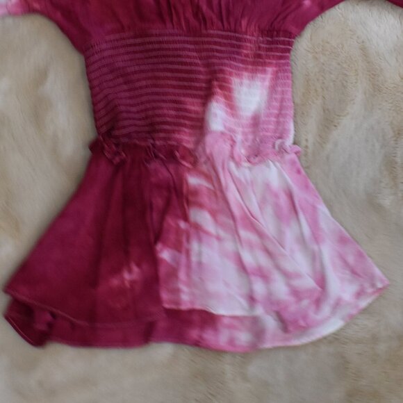 Girls Pink  Long Sleeve Dress Size Small Tie dyed Lightweight Stretch - Picture 6 of 7